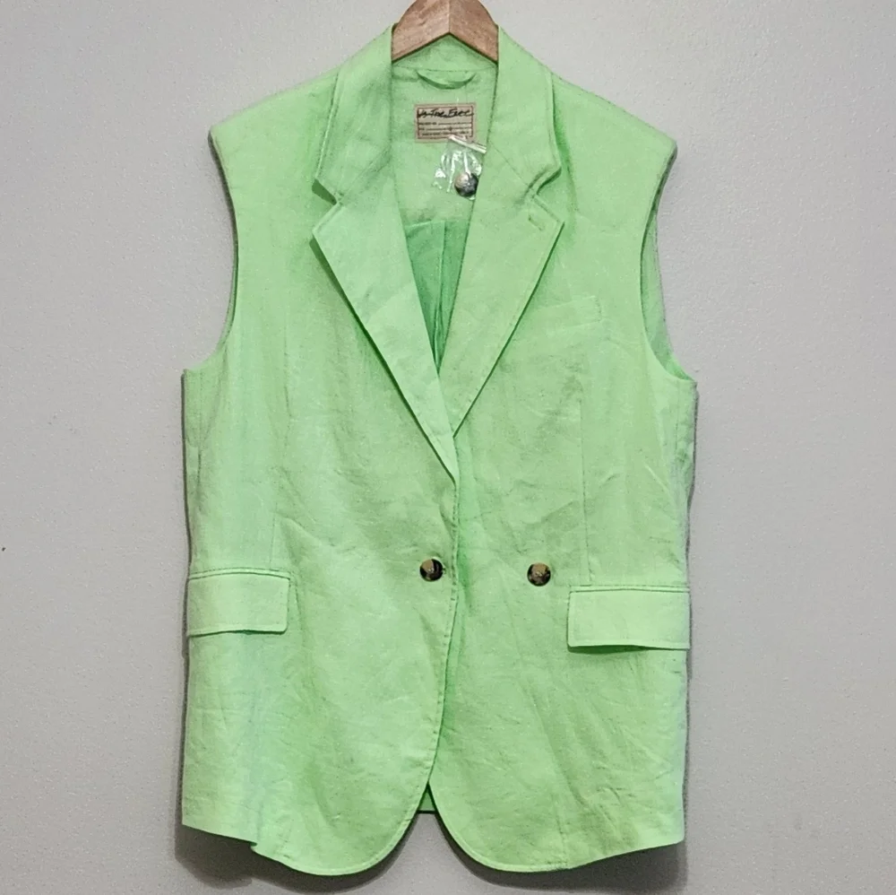 New!We The Free Lime Bright Young‎ Things Linen Vest